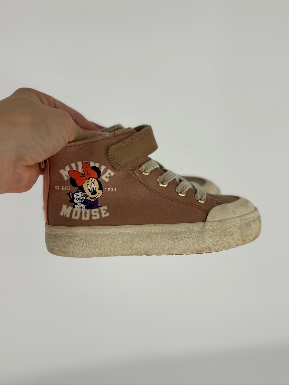Disney Minnie Mouse Pink High-Top Velcro Sneakers, Size Toddler 9